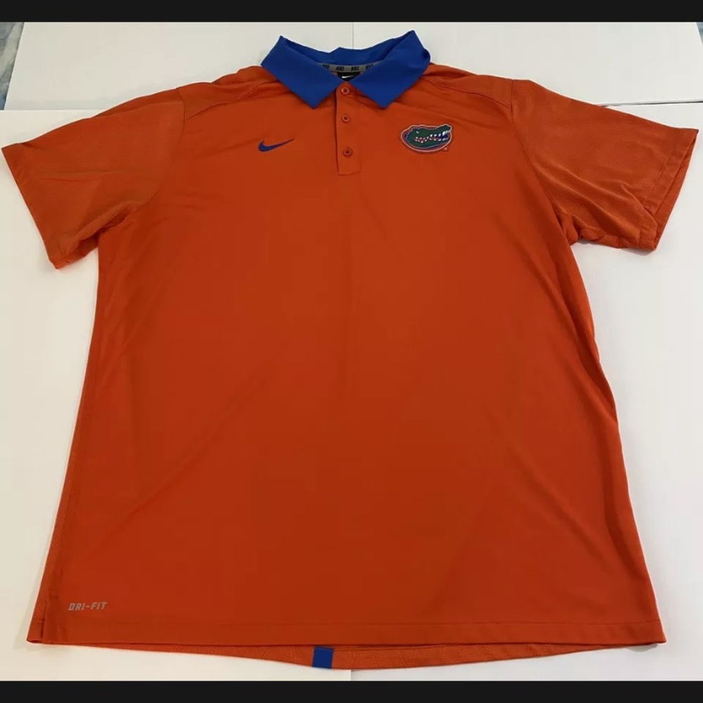 Nike Dri-Fit Mens UF Florida Gators Polo Shirt Short Sleeve Size XXL Orange Blue